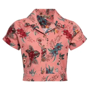 Blusa "Hawai Hibiscus" Estampado Tropical Rosa Queen Kerosin