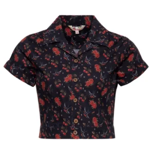 Blusa Hawaiana Cherries & Roses de Queen Kerosin