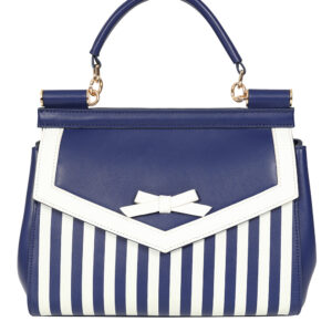 Bolso vintage estilo marinero mujer en azul navy con rayas y lazo - La Perla Roja